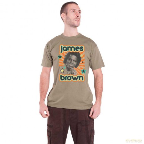 James Brown: Unisex T-Shirt: Stars (Sand) (Small)