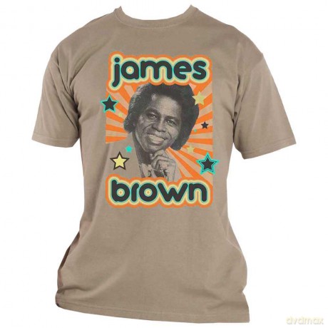 James Brown: Unisex T-Shirt: Stars (Sand) (Small)