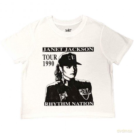 Janet Jackson: Ladies Crop Top: Rhythm Nation (White) (X-Large)