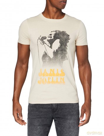 Janis Joplin: Ladies T-Shirt: Working The Mic (Sand) (XX-Large)