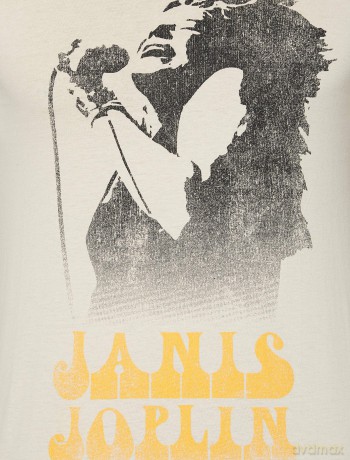 Janis Joplin: Ladies T-Shirt: Working The Mic (Sand) (XX-Large)