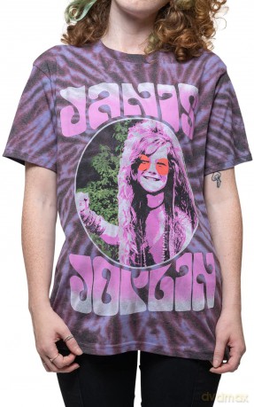 Janis Joplin: Unisex T-Shirt: Pink Shades (Purple) (Wash Collection) (XX-Large)