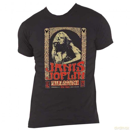 Janis Joplin: Unisex T-Shirt: Vintage Poster (Black) (XX-Large)
