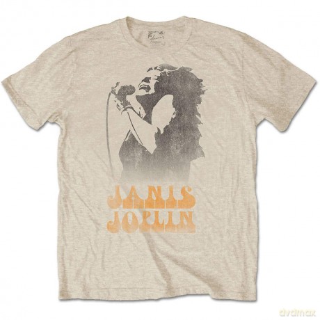 Janis Joplin: Unisex T-Shirt: Working The Mic (Sand) (Small)
