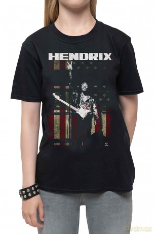 Jimi Hendrix: Kids T-Shirt: Peace Flag (Black) (3-4 Years)