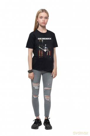 Jimi Hendrix: Kids T-Shirt: Peace Flag (Black) (5-6 Years)