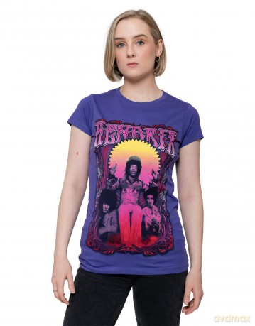 Jimi Hendrix: Ladies T-Shirt: Karl Ferris Wheel (Purple) (Medium)