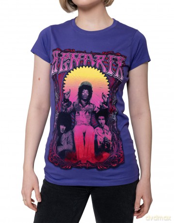 Jimi Hendrix: Ladies T-Shirt: Karl Ferris Wheel (Purple) (Medium)
