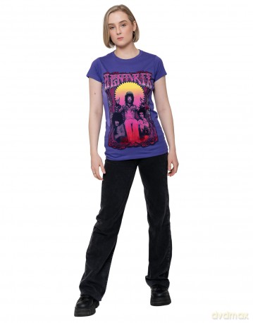 Jimi Hendrix: Ladies T-Shirt: Karl Ferris Wheel (Purple) (Small)