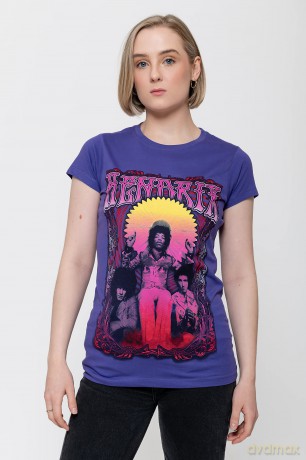 Jimi Hendrix: Ladies T-Shirt: Karl Ferris Wheel (Purple) (X-Small)