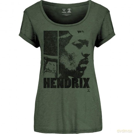 Jimi Hendrix: Ladies T-Shirt: Let Me Live (Khaki Green) (Small)