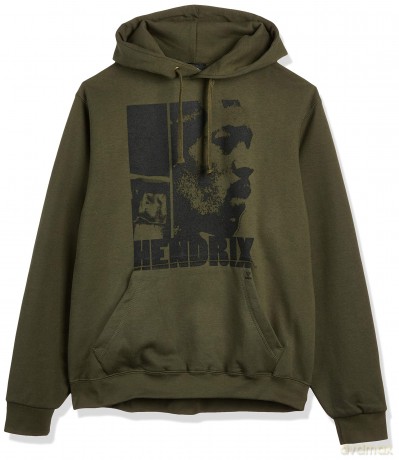Jimi Hendrix: Unisex Pullover Hoodie: Let Me Live (Khaki Green) (Medium)