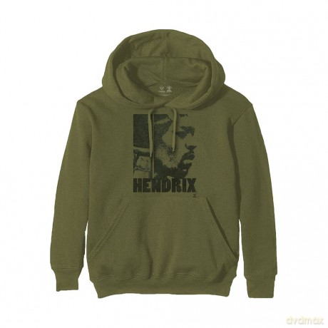 Jimi Hendrix: Unisex Pullover Hoodie: Let Me Live (Khaki Green) (Small)