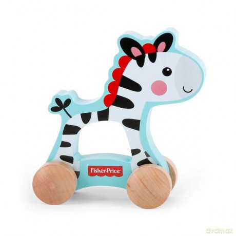 Fisher Price Drewniana zebra na kółkach [ZABAWKA]