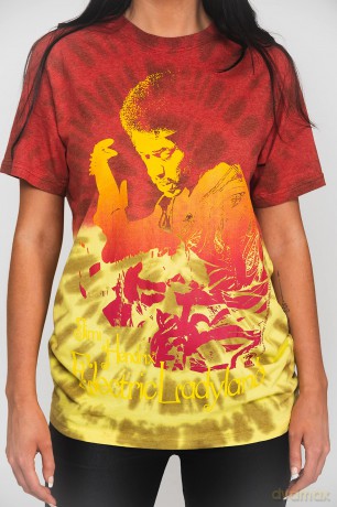 Jimi Hendrix: Unisex T-Shirt: Electric Ladyland (Red) (Wash Collection) (Large)