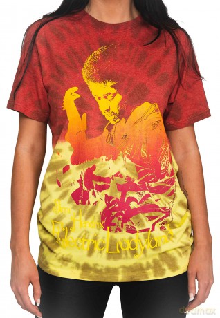 Jimi Hendrix: Unisex T-Shirt: Electric Ladyland (Red) (Wash Collection) (Small)