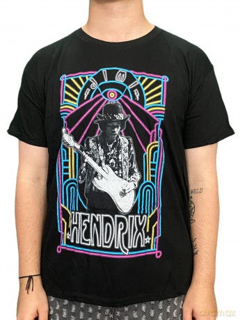 Jimi Hendrix: Unisex T-Shirt: Electric Ladyland Neon (Black) (Medium)