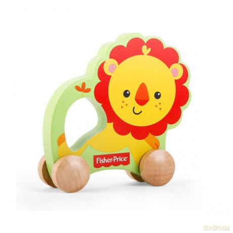 Fisher Price Drewniany lew na kółkach [ZABAWKA]