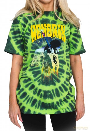 Jimi Hendrix: Unisex T-Shirt: Hear The Vibe (Green) (Wash Collection) (Medium)
