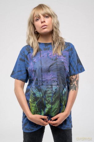 Jimi Hendrix: Unisex T-Shirt: Swirly Text (Blue) (Wash Collection) (Large)