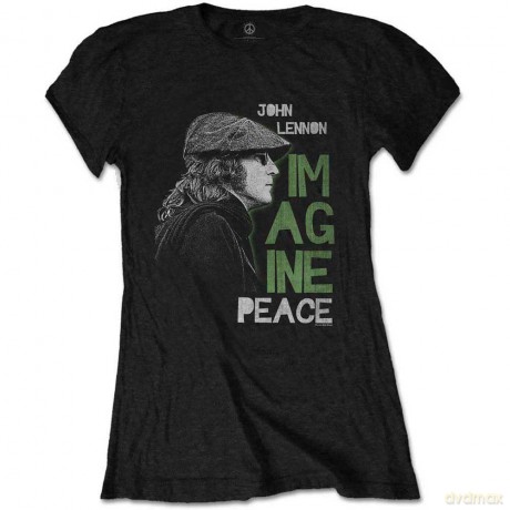John Lennon: Ladies T-Shirt: Imagine Peace (Black) (XXXX-Large)