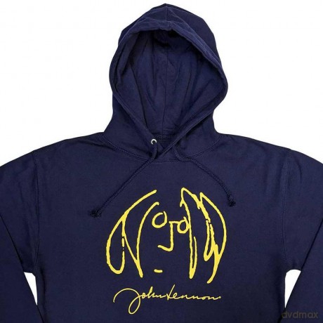 John Lennon: Unisex Pullover Hoodie: Self Portrait (Navy Blue) (Large)