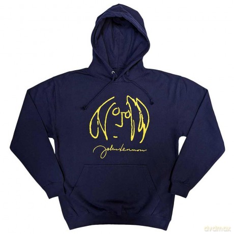 John Lennon: Unisex Pullover Hoodie: Self Portrait (Navy Blue) (X-Large)