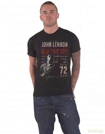 John Lennon: Unisex T-Shirt: New York City '72 (Black) (X-Large)
