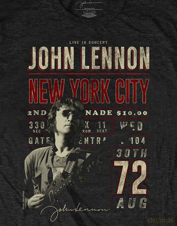 John Lennon: Unisex T-Shirt: New York City '72 (Black) (X-Large)