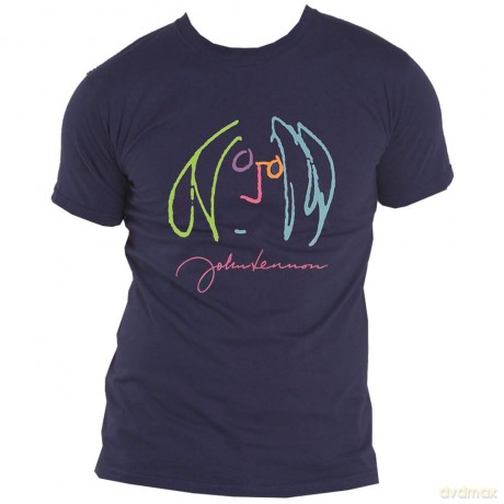 John Lennon: Unisex T-Shirt: Self Portrait Full Colour (Denim Blue) (Medium)