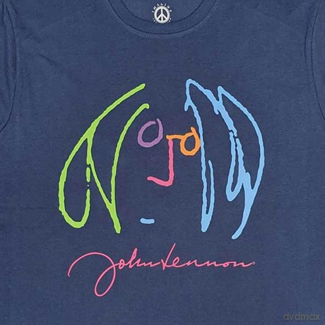 John Lennon: Unisex T-Shirt: Self Portrait Full Colour (Denim Blue) (Medium)