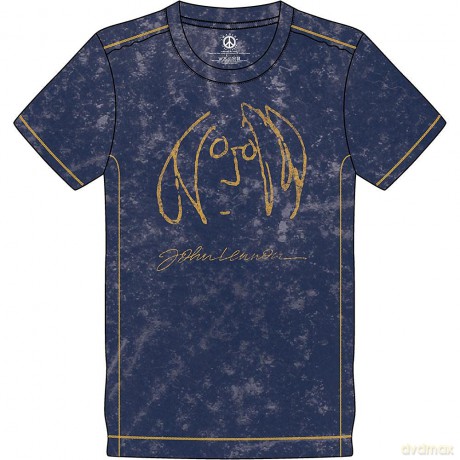 John Lennon: Unisex T-Shirt: Self Portrait Snow Wash (Navy Blue) (Wash Collection) (Large)