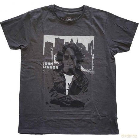 John Lennon: Unisex T-Shirt: Skyline (Charcoal Grey) (X-Small)