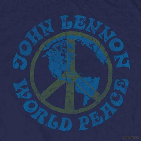 John Lennon: Unisex T-Shirt: World Peace (Navy Blue) (Small)
