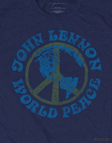 John Lennon: Unisex T-Shirt: World Peace (Navy Blue) (XX-Large)