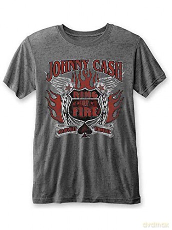 Johnny Cash: Men's Fashion Tee: Ring of Fire (Burn Out) (Medium)