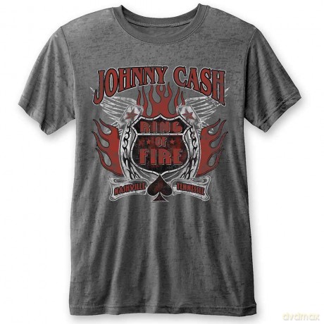 Johnny Cash: Men's Fashion Tee: Ring of Fire (Burn Out) (X-Large)
