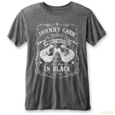 Johnny Cash: Unisex Burnout T-Shirt: The Man in Black (Charcoal Grey) (Small)