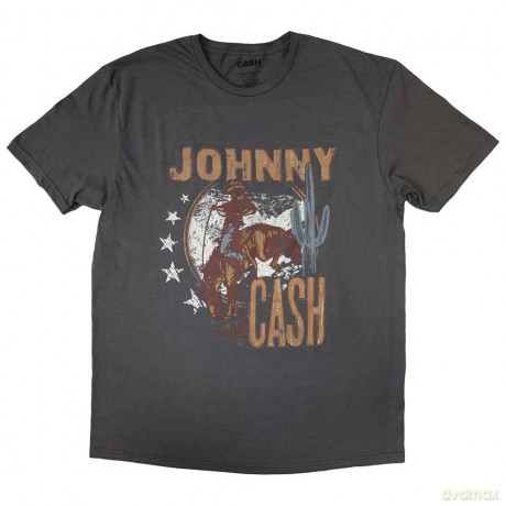 Johnny Cash: Unisex T-Shirt: Cowboy (Charcoal Grey) (Medium)