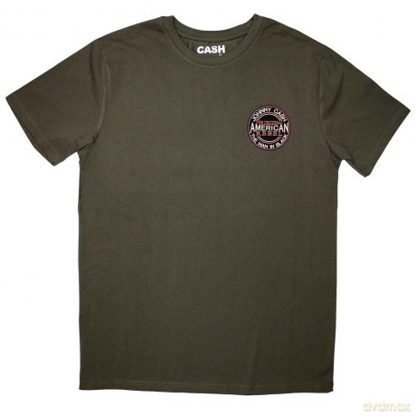 Johnny Cash: Unisex T-Shirt: Mini American Rebel Logo (Green) (X-Large)