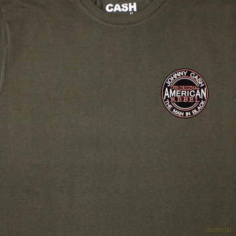 Johnny Cash: Unisex T-Shirt: Mini American Rebel Logo (Green) (X-Large)