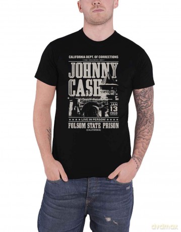 Johnny Cash: Unisex T-Shirt: Prison Poster (Black) (Medium)