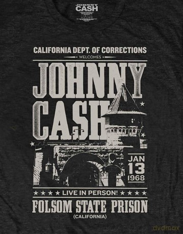 Johnny Cash: Unisex T-Shirt: Prison Poster (Black) (X-Large)