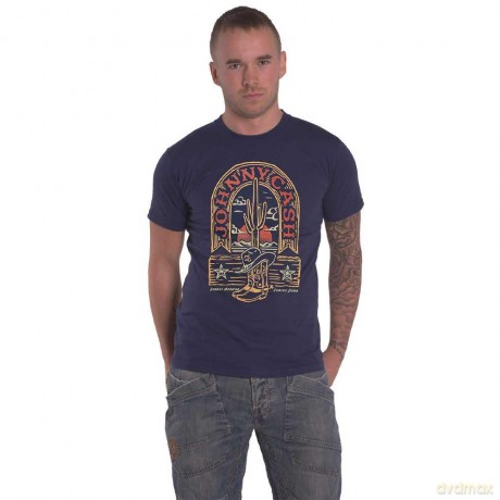 Johnny Cash: Unisex T-Shirt: Sunday Morning (Denim Blue) (Medium)