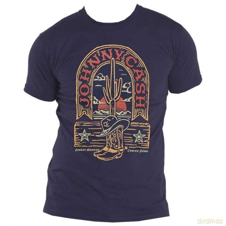 Johnny Cash: Unisex T-Shirt: Sunday Morning (Denim Blue) (Medium)