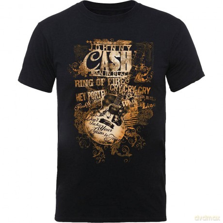 Johnny Cash: Unisex Tee: Guitar Song Titles (Small)