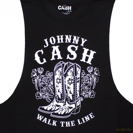 Johnny Cash: Unisex Vest T-Shirt: Walk The Line Boots (Black) (Small)