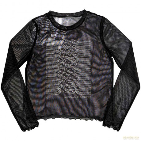 Joy Division: Ladies Crop Top: Unknown Pleasures (Black) (Mesh) (X-Small)