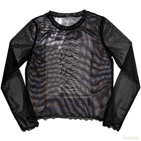Joy Division: Ladies Crop Top: Unknown Pleasures (Black) (Mesh) (XX-Small)