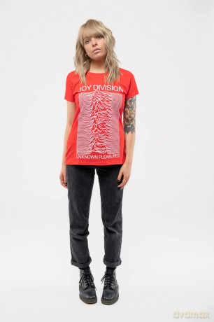Joy Division: Ladies T-Shirt: Unknown Pleasures (Red) (Medium)
